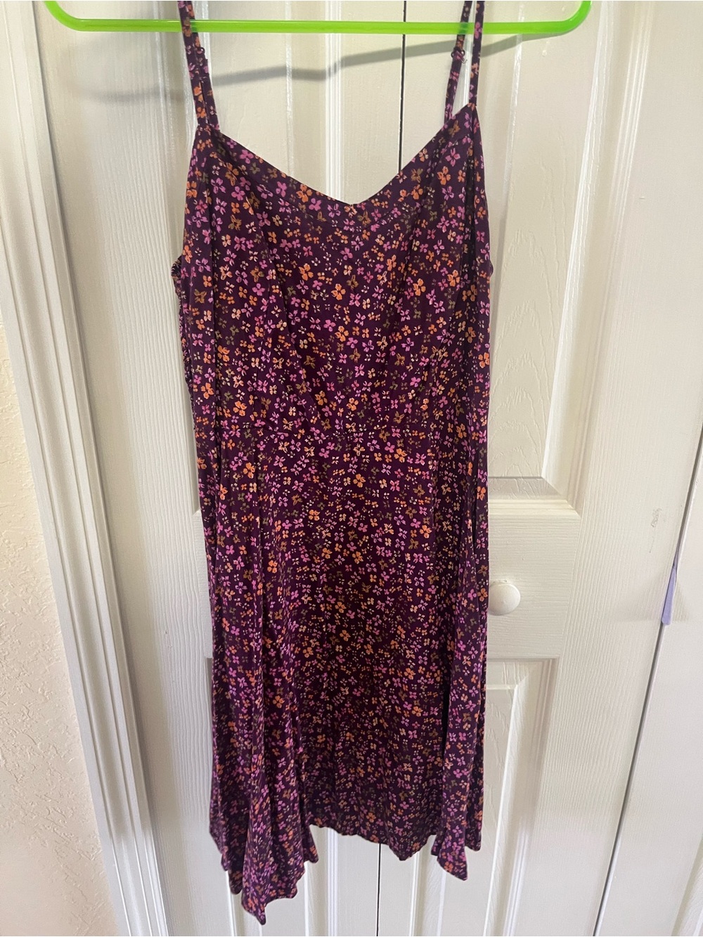 VINTAGE Old Navy Plum Slip Dress with Pink & Orange Floral Print